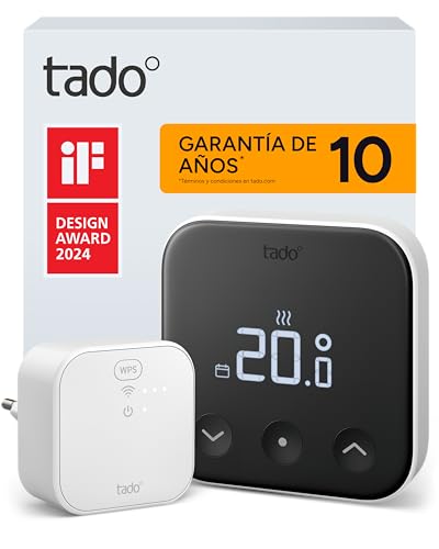 tado° Termostato inteligente X, Starter Kit, termostato con cable y Bridge X, aplicación y altavoz inteligente (Alexa, Siri, Google Assistant), instalación sencilla