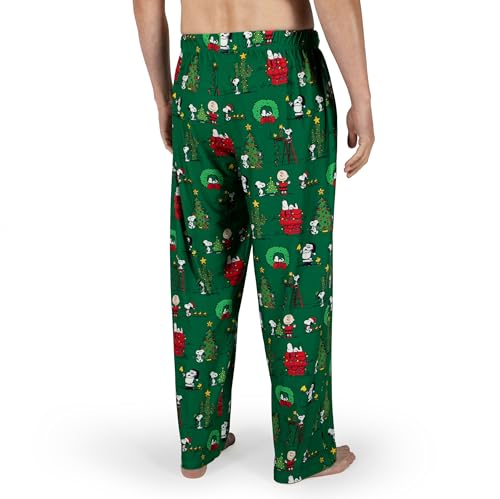 Collections Etc Peanuts Christmas Holiday Green Lounge Pants3