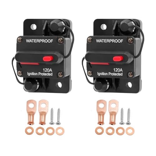 Zpana Car Circuit Breaker, 2PCS DC 12V-48V 120A Waterproof Vehicle