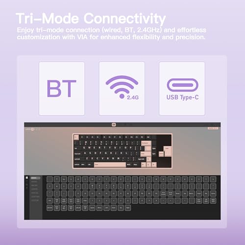 Image of KEEBMONKEY WOBKEY Rainy 75 CNC Aluminum HMX /JWK /Cocoa Switches Triple-Mode Connectivity Mechanical Keyboard with Superior Acoustics, RGB /FR4 /Silver SUS304 /7000mAh /Cocoa Switch (Pro - Purple)