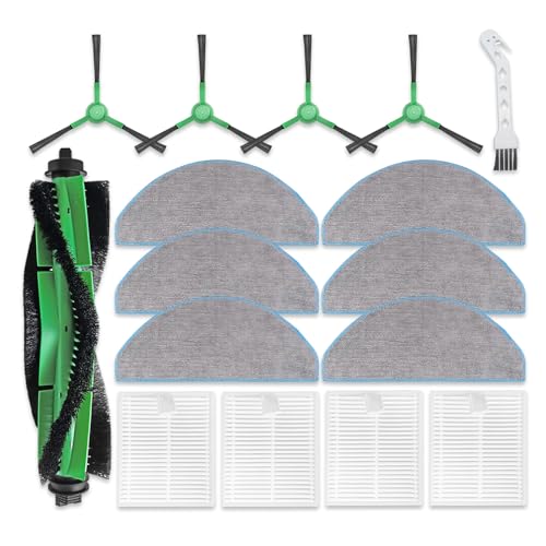16 PCS Replacement Parts Compatible For iRobot Roomba Combo Essential Y0140, Y0110, Y054020, Y0112, 105 Combo, Roomba Essential Vac 2 Q0520, Q0120, 1 Main Brush, 4 Side Brushes, 4 Hepa Filters, 6 Mops
