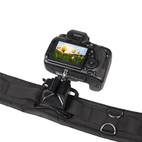 Image of Quick Release DSLR Camera Belt Clip Mount, Universal Waist Buckle Adapter Holder for Canon, Nikon, Sony & More Cameras, Hands-Free Carrying