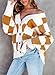 Dokotoo 2025 Early Fall Fashion Chunky Cardigan Sweaters for Women V Neck Button Up Long Sleeve Plaid Knit Sweater Casual Loose Checkered Chocolate Brown Fall Clothes Womens Cardigans Outerwear S