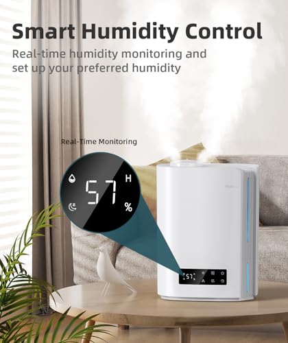 BREEZOME 6L Humidifiers for Bedroom Large Room, Ultrasonic Top Fill Cool Mist Humidifier & Essential Oil Diffuser with Smart Humidistat Control, Last up to 60 Hours, Ideal for Plants, Baby Nursery - Image 3