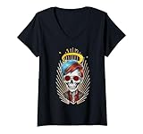Photo Gallery donna funky skeleton oscillante grafica skull vibes maglietta con collo a v Photo Gallery donna funky skeleton oscillante grafica skull vibes maglietta con collo a v