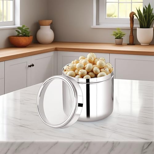 Image of Sizzle Flash Stainless Steel Canisters /Dabba /Storage Containers for kitchen with See Through Lid 600 ML - 1pcs