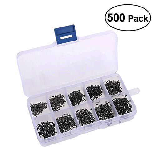 Tinksky A Box of 500pcs 10 Different Sizes Fishing Hooks Fish Hooks Fishhooks