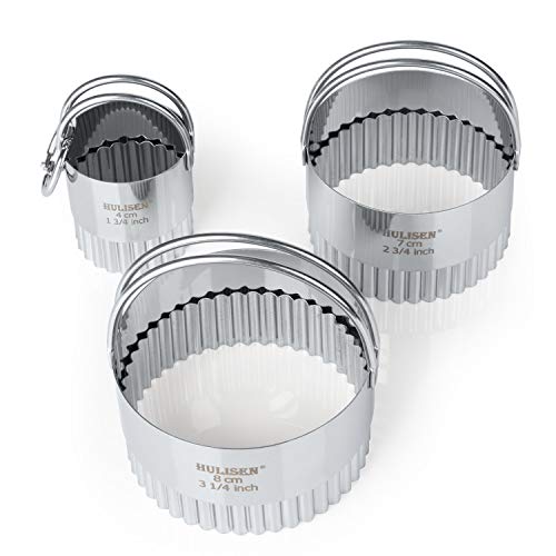 Hulisen Biscuit Cutter Set (3 Pieces/Set), Round Cookies Cutter With Handle, Professional Baking Dough Tools (Wave) #TOP4