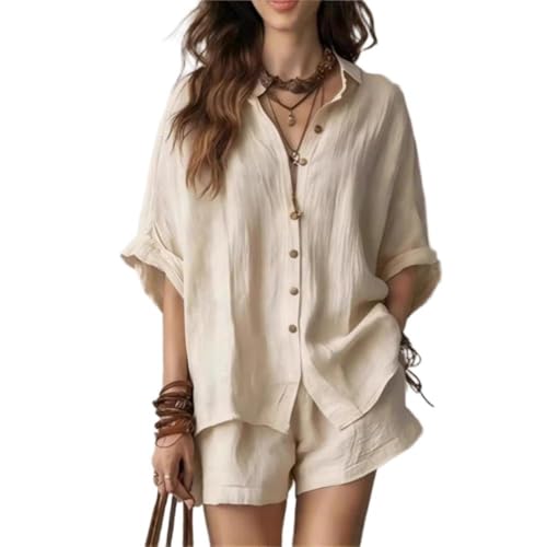 Ensemble 2 pièces pour femme en lin léger style décontracté d'été