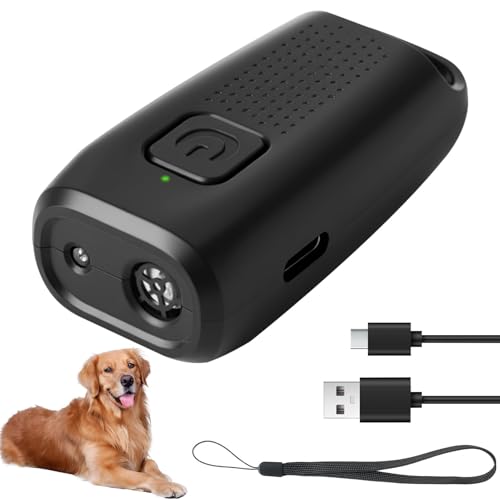 Anti Barking Device Deterrent for Dogs Mini Ultrasonic Bark Stopper Device Rechargeable Indoor Outdoor Handheld Ultrasonic Dog Barking Devices Effective Powerful Stop Barking with LED Strobe Light