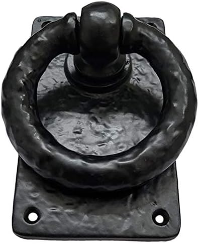 Miniatura 6 de Adonai Hardware "Adonikam" - Anillo de hierro fundido antiguo resistente para puerta de entrada frontal medieval (1 paquete, negro mate) para