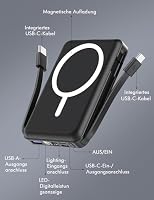 Podoru Powerbank für Magsafe,10000mAh Magnetisch Power Bank mit USB-C Kabel – Ansicht 6
