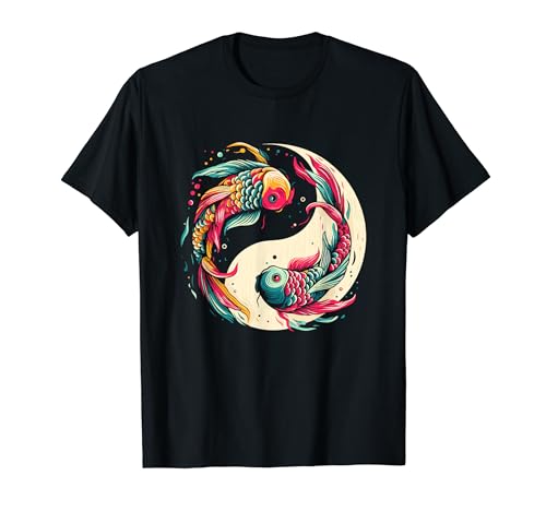 Koi Fish Yin Y Yang - Colorido Arte Japonés Koi Fish Lover Camiseta