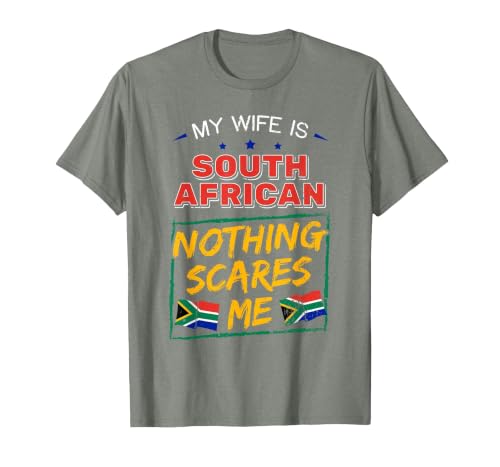 My Wife is South African South Africa Heritage Roots Flag T-Shirt, Men, Olive Heather, XX-Large