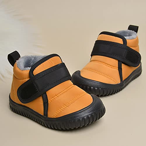 Toddler Winter Snow Boots Boys Girls Cold Weather Baby Faux Shoes Hook Loop Thermal Lined Snow Boots Boots Toddler Girl (Yellow, 2.5-3 Years)4