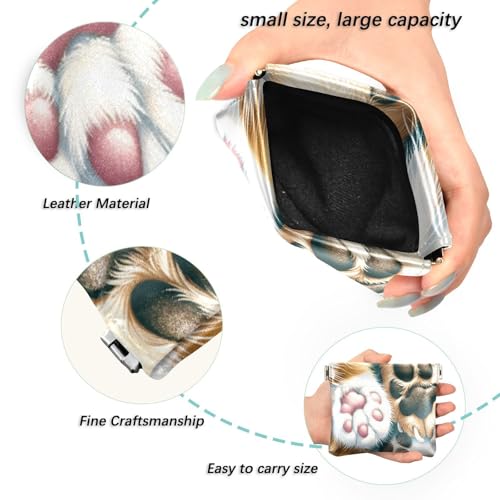 Funny Cat and Dog Paws Coin Purse Leather Pouch Change Purse, Squeeze Coin Pouch for Cards, Keys & Lipsticks, Unisex2