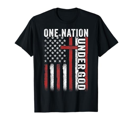 One Nation Under God Flag 4th of July Patriotic Christian T-Shirt