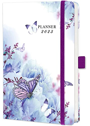 Agenda scolaire 2023, semainier et mensuel, de janvier 2023 à décembre 2023, agenda 2023 avec onglets, passant pour stylo et poche intérieure, taille A5 (21 × 14,5 × 2,5 cm) Cover