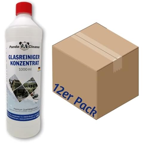 PandaCleaner Fenster Reinigungsmittel - 12x 1L Fensterputzmittel streifenfrei - Glasreiniger Profi - Bio Fensterreiniger Konzentrat Cover