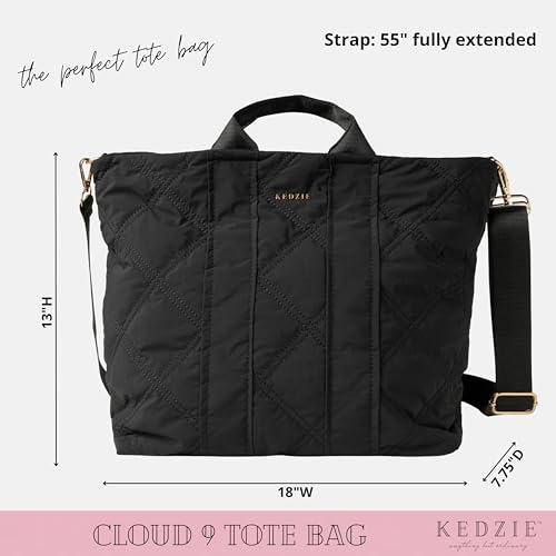 Image of KEDZIE Quilted Cloud 9 Convertible Backpack Purse for Woman - Midnight Black