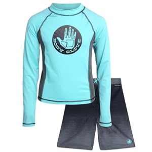 Body Glove Boys’ Rash Guard Swim Set – 2 Piece UPF 50+ Swim Shirt and Bathing Suit Trunk for Boys (4-12)