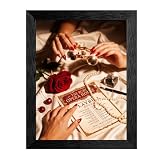 Framed Canvas Wall Art Vintage Glamor Opera Glasses Playbill Red Rose and Pearls on Satin Canvas Print Poster Black Frame Wall Decor for Bedroom Dressing Room Theatre Decor, Luxury Art - Inch 8x10