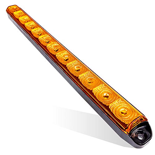 16" 12 Amber LED Trailer Light Bar [Hazard + Sequential Turn Signal] [DOT FMVSS 108] [SAE I6P2] [IP67 Submersible] Running Side Marker ID Rear Trailer Tail Light Bar Motorcycle Utility Boat Trailers