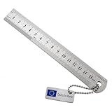 DAUMKINO Règle en Acier Inoxydable – 10 à 50 cm – Règle métallique avec double graduation mm & pouces – À l’unité ou en lot – École, bureau & atelier (acier, 15 cm)