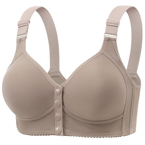 Sujetadores para mujer, cierre frontal a presión, sin aros, casual, elástico, ombliguera, sin mangas, cómodo, cobertura completa, brasier sin varillas, compra de nuevo mis pedidos, café, S