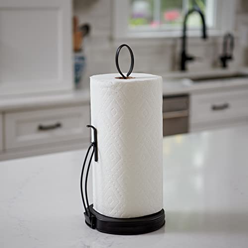 Spectrum Diversified Ashley Tension Paper Towel Holder (Black) - Storage Organization For Kitchen Counter, Pantry, Laundry, Apartment, Rv, And Bathroom #TOP4