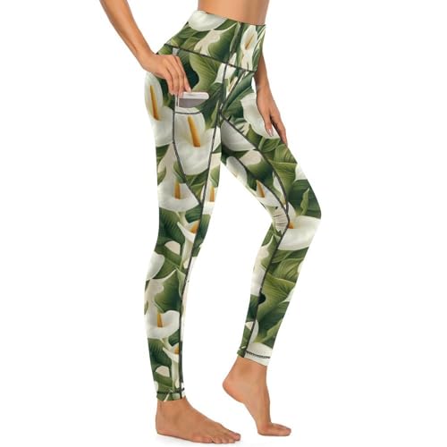 Pantalon de yoga avec poches femme Calla blanc pour vos séances de fitness et pilates