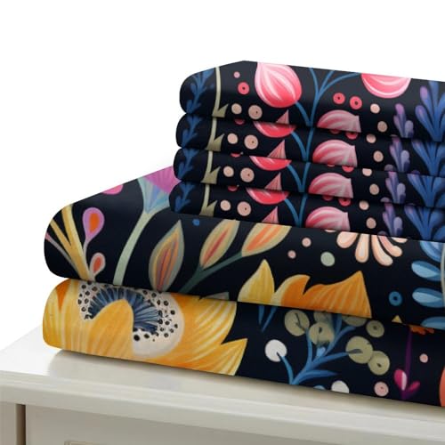 Housse de couette impression 3D fleurs parure de lit microfibre 260x220cm ado - 6