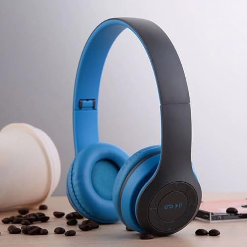 Image of Premium Wireless Headphone with AUX & FM Support Bluetooth & Wired Headset (Blue, On the Ear)