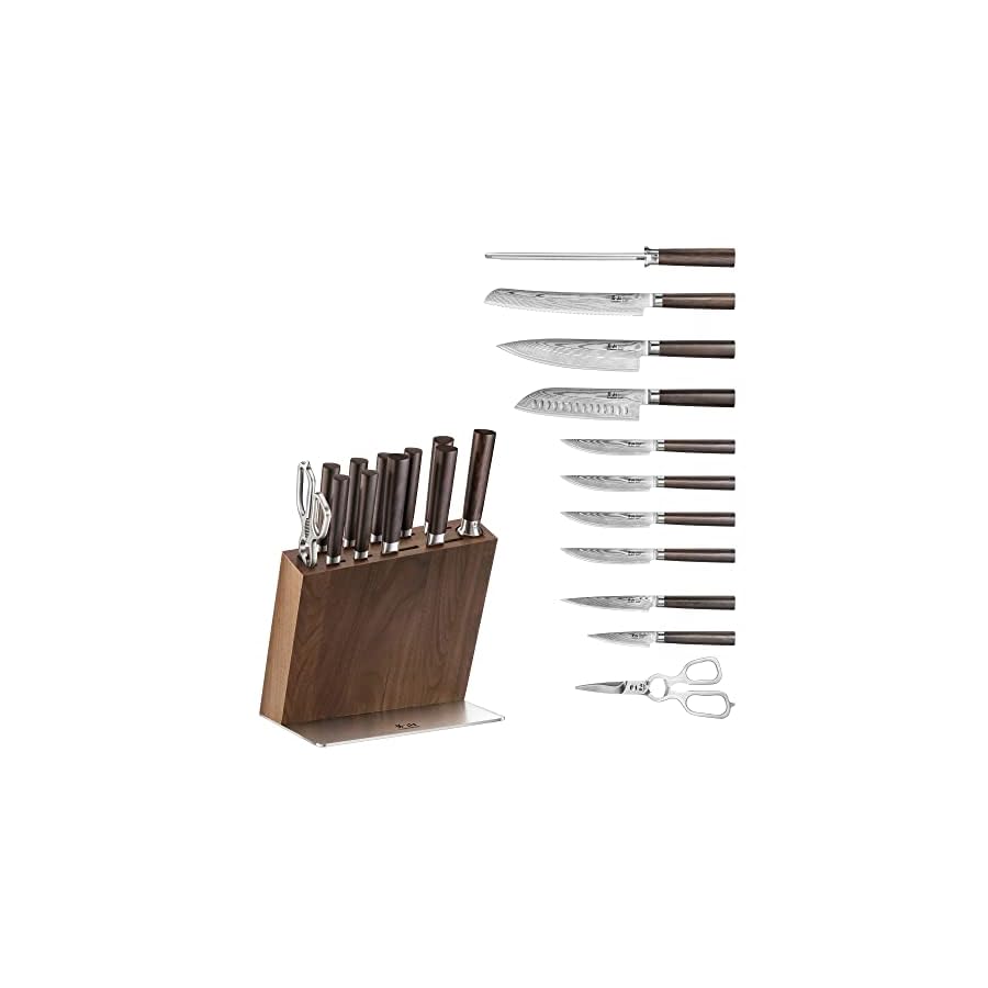 Cangshan-HAKU-Series-501196-X-7-Damascus-Steel-Forged-12-piece-HUA-Knife-Block-Set Cangshan HAKU Series 12-Piece Knife Block Set, Forged X-7 Damascus Steel, HUA Walnut Block, 501196