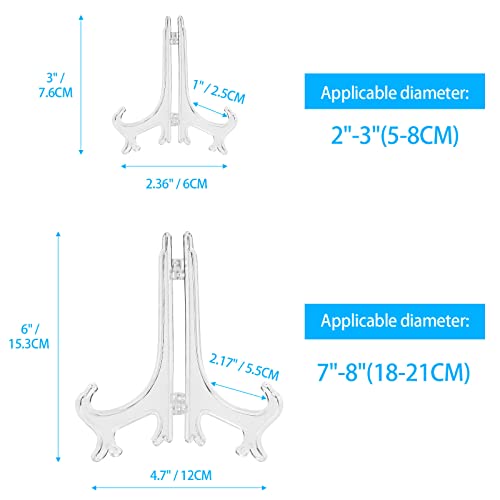 20 Pack Plastic Easel Plate Stands For Display Pictures, Photo, Dish, Art Pieces, Certificates, Placecard, Posters, Envelopes And Small Boards, 2 Size 3" 6" (Clear) #TOP1