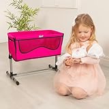 HTI Chicco Junior Next2You Bedside Pink Cot | Fold-Down Crib Toy | Adjustable Dolls Bedside Nursery Cot | Dolls Pushchair & Pram Toy Accessories | Kids Doll Playset for Girls | Ages 3+ - Image 2