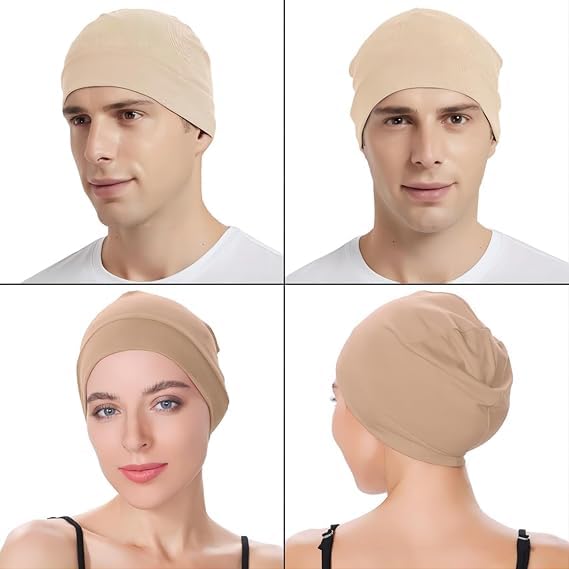 Cotton Skull Caps for Men Women,2-Pack Lightweight Beanie Sleep Hats Breathable Helmet Liner 2