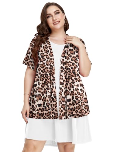 Image of LARACE Short Sleeve Cardigans for Womens Summer Tops Casual Plus Size Open Front Lightweight Cover Up