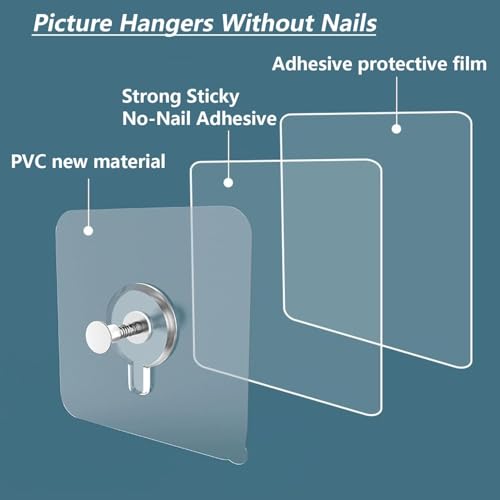 Image of Boniry Hooks for Wall Without Drilling, Self Adhesive Wall Hooks for Hanging Strong, Durable & Easy-to-Install Wall Hooks for Home & Office - No Tools Required, (10, Photo Frame)