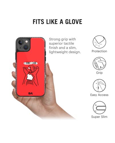 Image of DailyObjects Case for iPhone 14 Compatible with Mag-Safe Wireless Charging, Stride 2.0 I Don't Care Slim Shockproof Back Cover with Inner Magnetic Ring