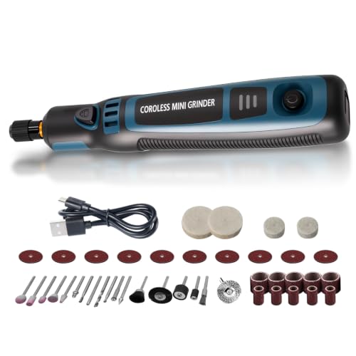Pixelure Mini Amoladora Bateria, 3.7V Herramienta Rotatoria sin Cable Con 50 Accesorios Lápiz de Grabado Eléctrico para Cortar, Esmerilar, Grabar, Perforar, de Manualidades y Creación de Bricolaje