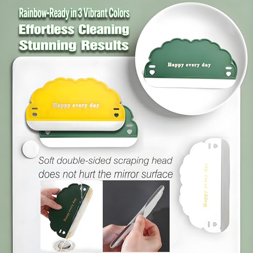 Image of Squeegee Bathroom Glass Door Cleaning Scraper with Hanging Hook, Silicone Mini Kitchen Countertop Squeegee, Water Wiper Scraper for Sink Tiles Cleaning Tools (Cloud 3PCS)