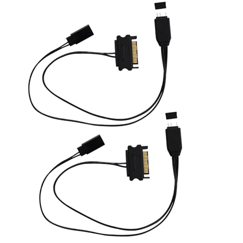 LANMINGLEL 5V 3PIN ARGB Controller SATA to 3PIN ARGB Splitters Cable Built-in Light Mode for Motherboards Without 5V ARGB,or DIY ARGB Fans,ARGB Light Strips 2-Pack