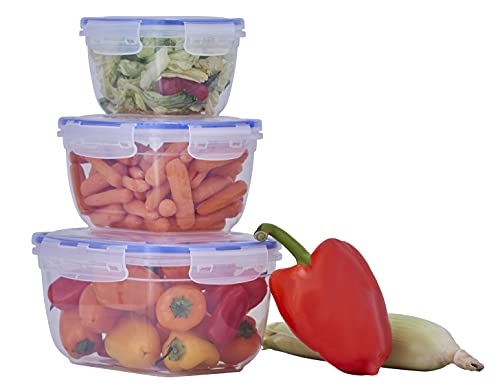Image of Superio Food Storage Containers, Airtight Leak Proof Meal Prep Containers, Microwave and freezer safe, BPA-free Plastic, Set of 3,