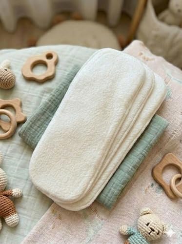 Image of Reusable Cloth Diaper for Babies | Washable Baby Cloth Diaper with Absorbent Insert | Leak Proof Adjustable Free Size Pocket Diaper 3M -3Years | Eco Friendly Reusable Baby Diaper (3, White Insert, One Size)