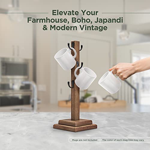 Benegio Coffee Cup Holder Mug Tree Mug Rack Timeless Collection - Satin Medium Roast Finish - Superior Craftsmanship - Anti-Tip & Slip Coffee Station Organizer - Coffee Mug Holder For Counter & Bar #TOP4