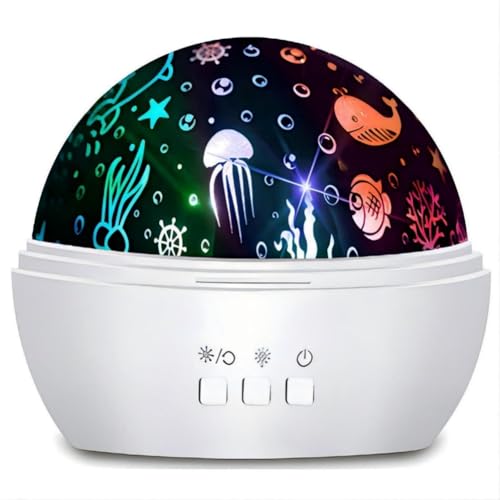Moredig Veilleuse Bébé, Lampe Étoile Projection Rotation LED Enfant - 8 Couleurs, Cadeau pour Fille - Blanc