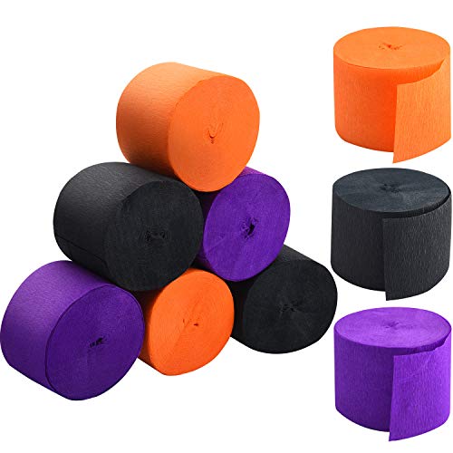 738 Ft Halloween Crepe Paper Streamers Orange and Black Crepe Paper