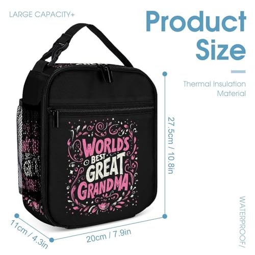 Worlds Best Great Grandma Travel Backpack Lunch Box Pencil Case 3Pcs Set for Men Women Office Outing University4
