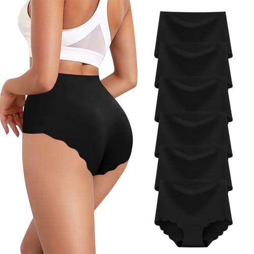 Cevapro Damen Seamless Slips Damen Unterwäsche Frauen High Waist Nahtlose Unterhosen Mehrpack Hipster Bequeme Panties 6er Pack